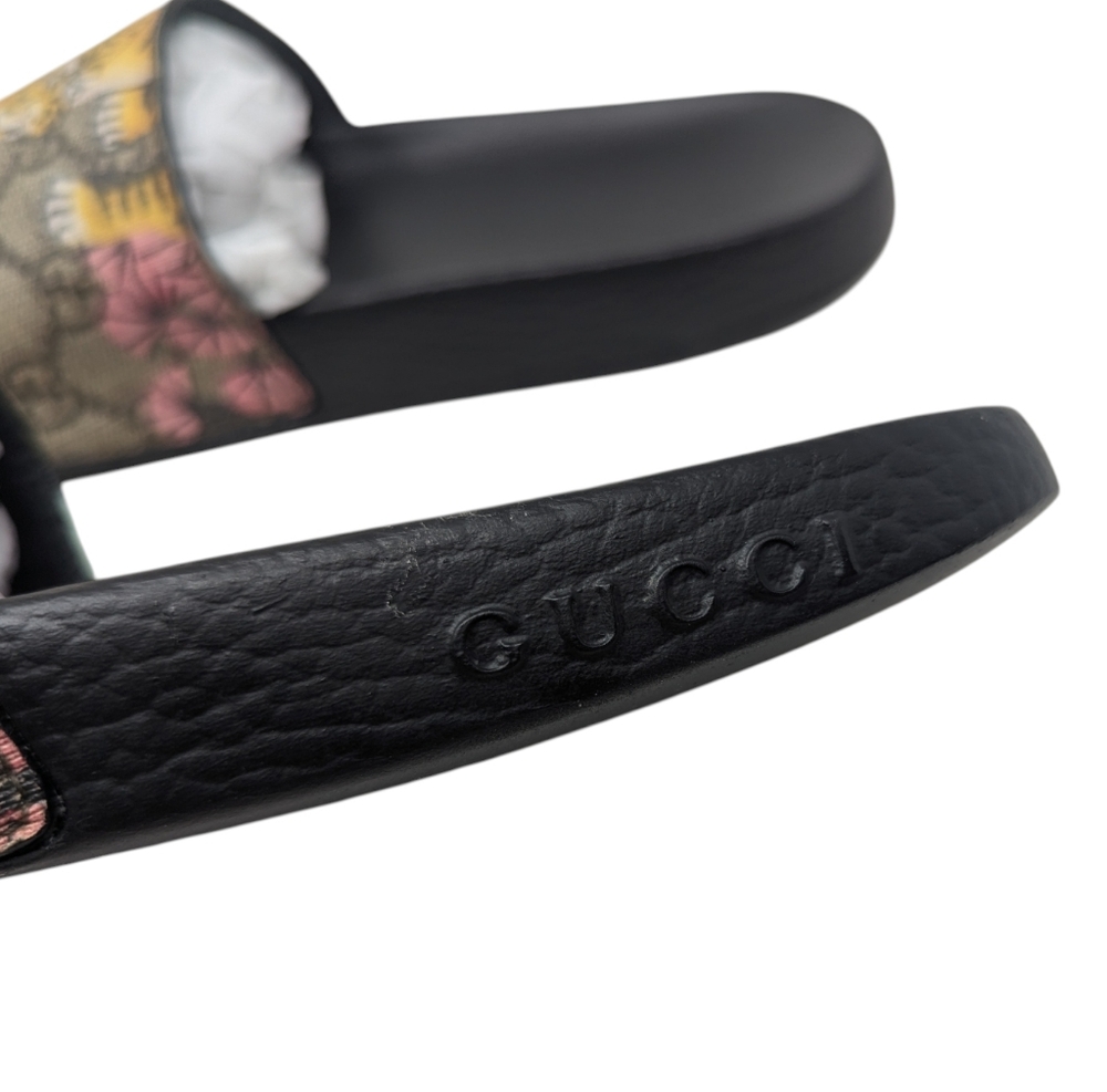 Gucci GG Supreme Tiger Print Slide Sandals in Black, Tan, Yellow, Pink - Picture 4 of 9